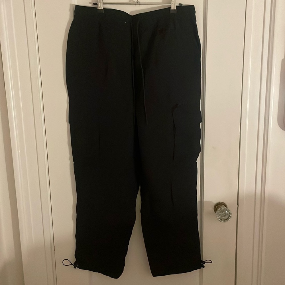 Black parachute pants